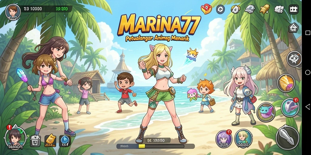 Tampilan gameplay menarik dari MARINA77 dengan karakter Anime yang beraksi.