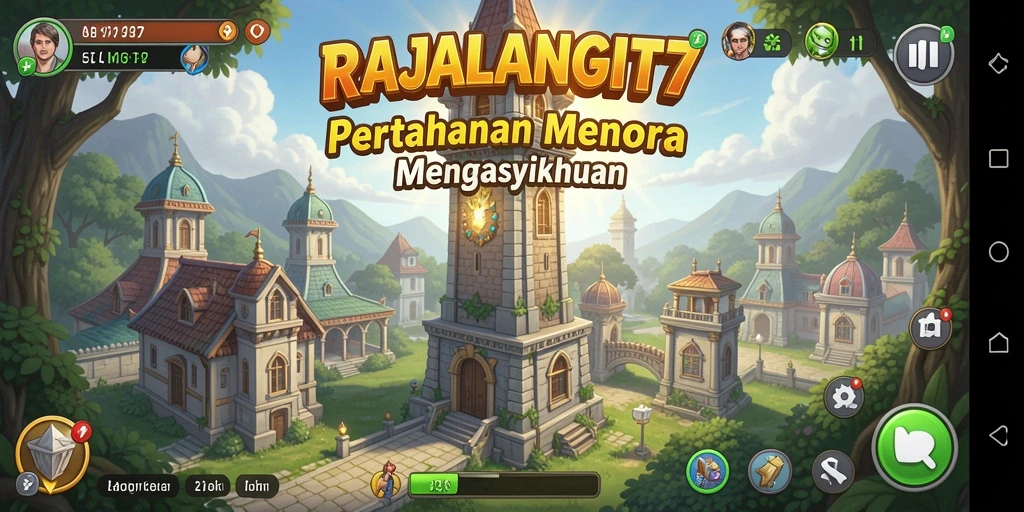 Tampilan gameplay menegangkan dari RAJALANGIT77 Tower Defense.